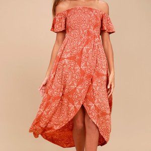 O'Neill Print Off-the-Shoulder Midi Dress